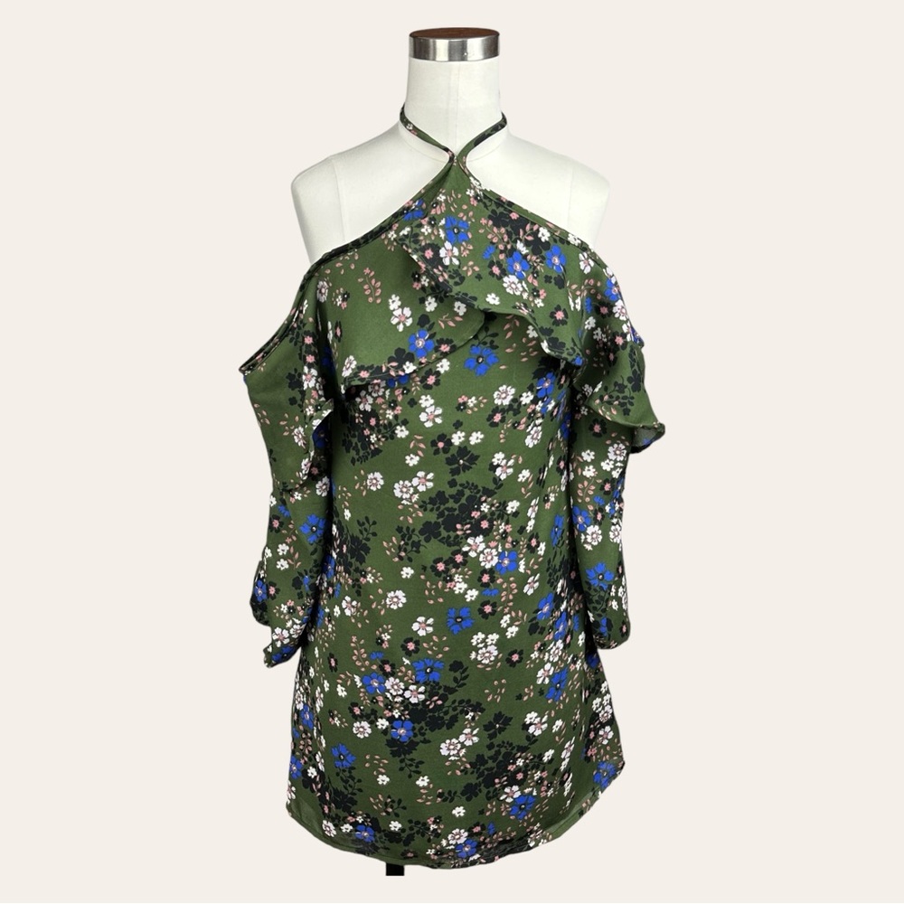 Charlotte Russe Halter Off The Shoulder Exaggerated Ruffle Mini Shift Dress